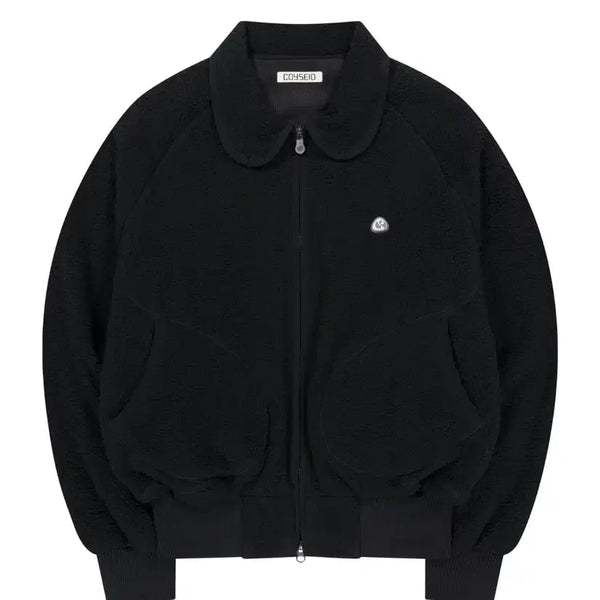 [BUNJANG] KOI SEIO Round Collar Fleece Jacket Black / 코이세이오 ROUND COLLAR FLEECE JACKET BLACK
