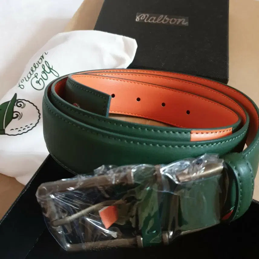 [BUNJANG] Malbon Golf Reversible Belt Green/Orange / 말본 골프 벨트 그린 오렌지
