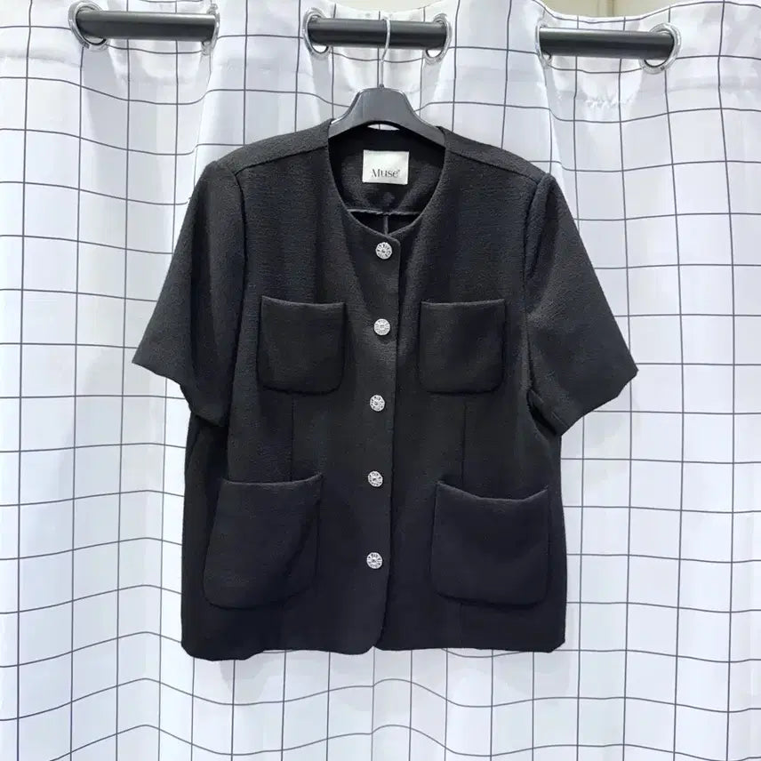 [BUNJANG] Muse12 Glow Short Sleeve Tweed Jacket Black / muse12 글로우 반팔 트위드자켓
