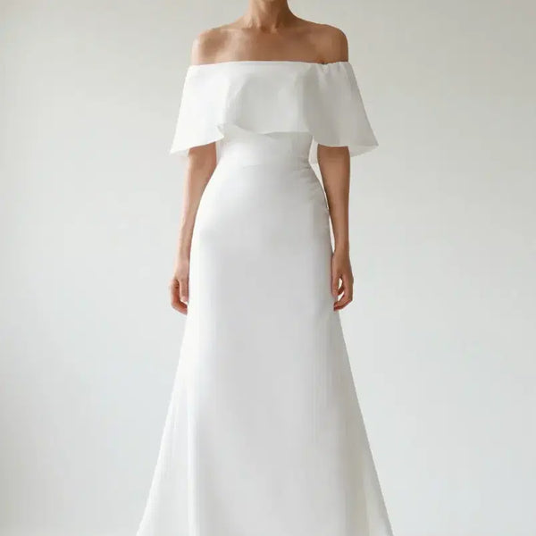 [BUNJANG] Bailes Self-Wedding Off-Shoulder Dress - Size S / 베일즈 셀프웨딩 오프숄더 드레스 S사이즈(1회 착용후 드라이)