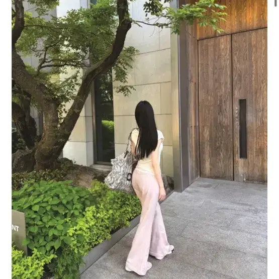 [BUNJANG] Atelier Blanc Pink/White Wide Pants / 아뜰리에블랑 핑크/화이트 와이드 팬츠