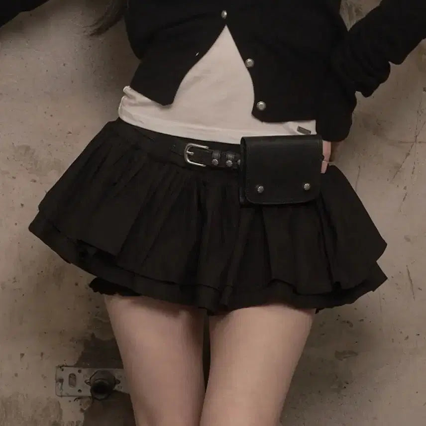 [BUNJANG] Khaki Point Can Can Skirt - Black / 카키포인트 캉캉 can can 스커트 블랙