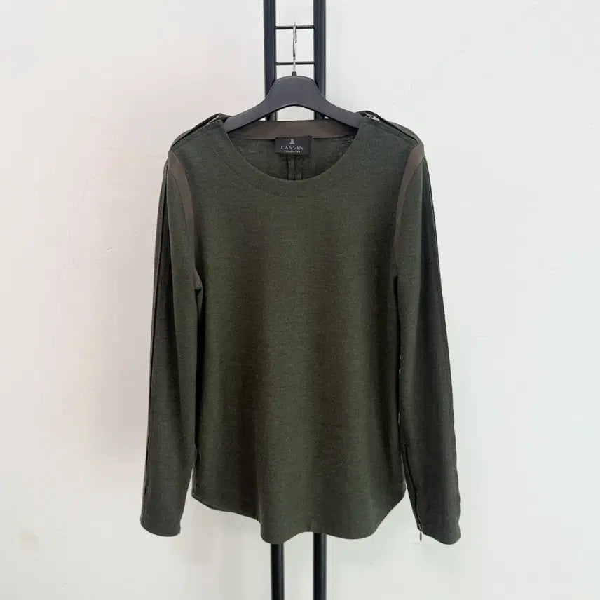 [BUNJANG] Authentic LANVIN Green Color-Block Long-Sleeve T-Shirt / 정품 랑방 LANVIN 그린 배색티