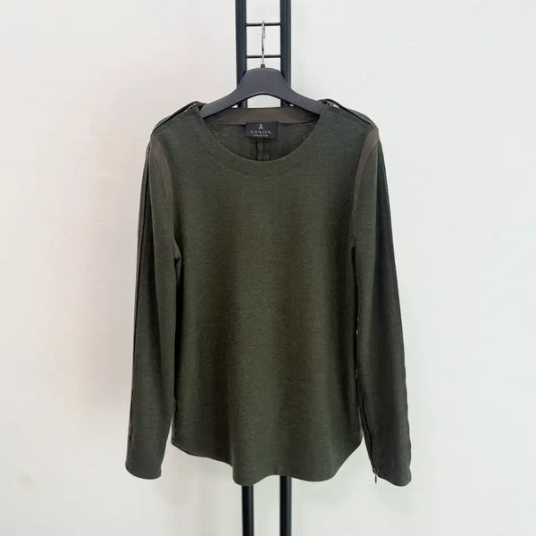 [BUNJANG] Authentic LANVIN Green Color-Block Long-Sleeve T-Shirt / 정품 랑방 LANVIN 그린 배색티