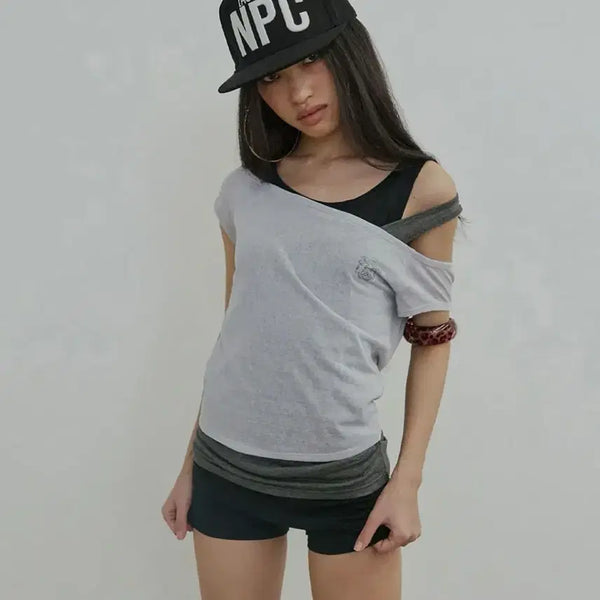 [BUNJANG] Sculptor Lazy Sleeveless Layered Tee Pale Grey / 스컬프터 Lazy Sleeveless Layered Tee 페일그레이