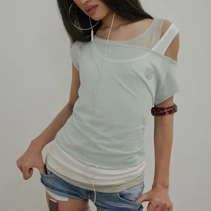 [BUNJANG] Sculptor Lazy Sleeveless Layered Tee Mint / 스컬프터 Lazy Sleeveless Layered Tee 민트
