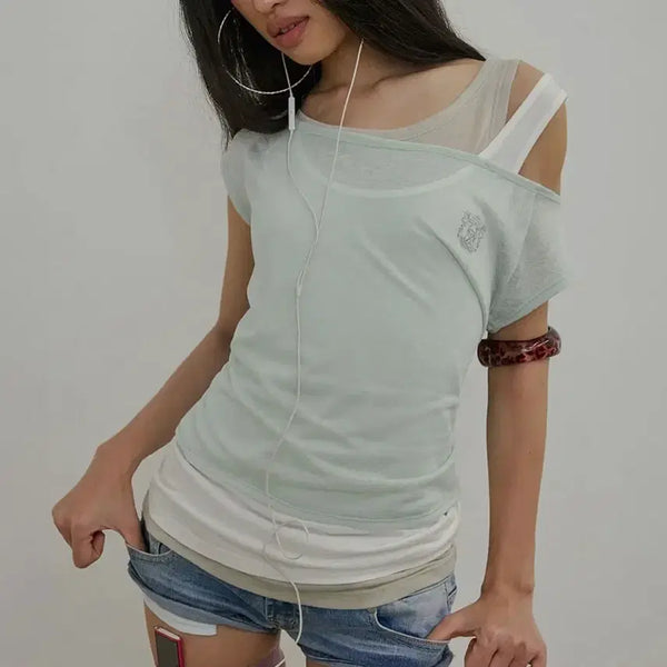 [BUNJANG] Sculptor Lazy Sleeveless Layered Tee Mint / 스컬프터 Lazy Sleeveless Layered Tee 민트