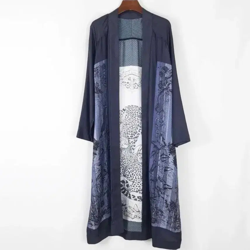 [BUNJANG] Theory 100% Silk Leopard & Botanical Print Robe / 띠어리 실크100 로브