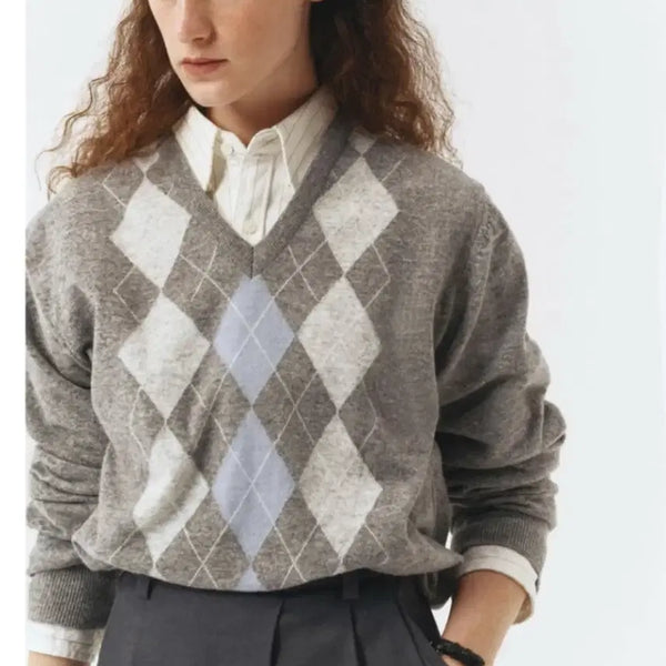 [BUNJANG] DUNST Argyle V-Neck Knit / 던스트 아가일 니트(정가 109,000원)