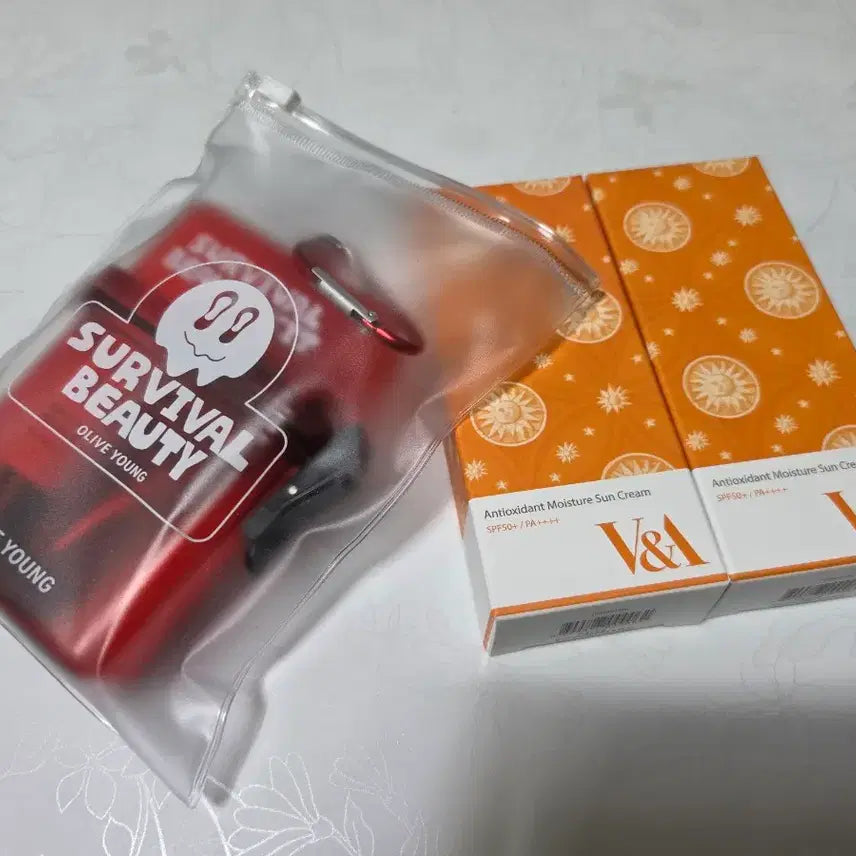 [BUNJANG] V&A Antioxidant Moisture Sun Cream SPF50+ PA++++ (2-Pack) / [새상품] V&A 안티옥시던트 무기자차 선크림 X2개 +뷰티 키트