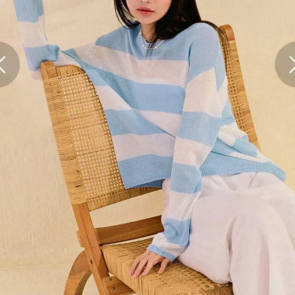 [BUNJANG] Chase Cult Striped Mesh Knit Summer Cropped Knit / 새상품) 체이스컬트 단가라니트 매쉬니트 살안타니트 여름니트  크롭니트