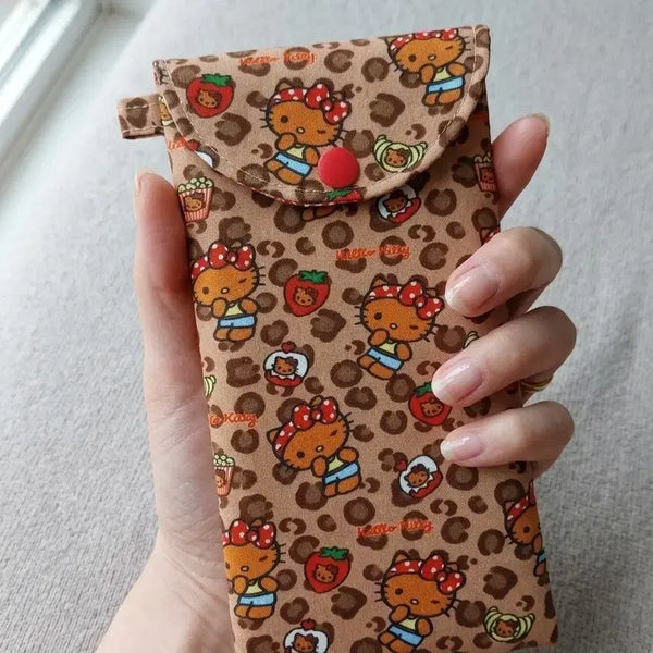 [BUNJANG] Hello Kitty Leopard Print Snap Pouch / 호피키티 똑딱이 필통파우치