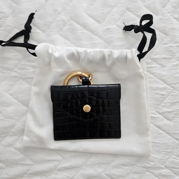 [BUNJANG] Ssong Studio Mini Crocodile Pattern Crossbody Bag - Black / 쏭스튜디오 미니