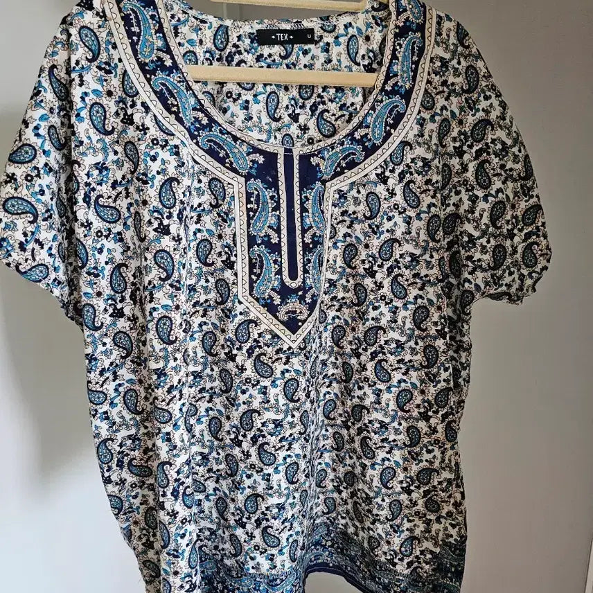 [BUNJANG] Women's Blue Patterned Blouse / 여성 블라우스 블루 패턴