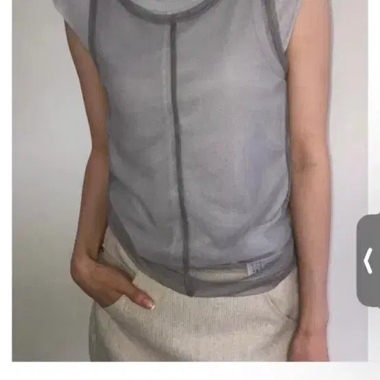 [BUNJANG] London Plot Mesh Layered Sleeveless Grey / (새제품) 런던플랏 매쉬 레이어드 슬리브리스 그레이