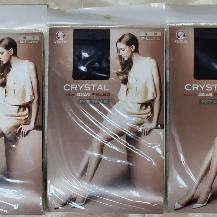 [BUNJANG] Venus Crystal 15 Denier Pantyhose Black (3 Pairs) / 비너스 크리스탈 15데니아 광택 팬티스타킹 블랙 3족