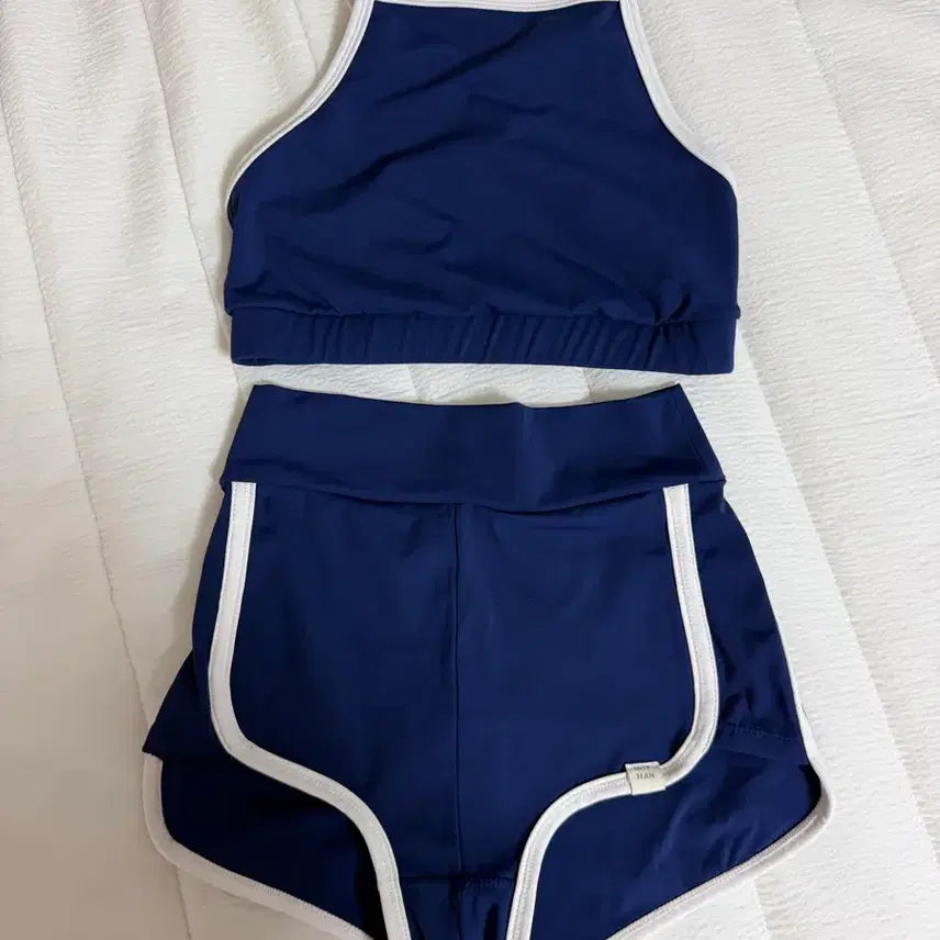[BUNJANG] Sporty & Chic Navy & White Color Block Pole Dance Set - Size S / 핫한폴웨어 세트 S 폴댄스 폴프의상