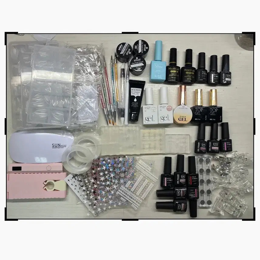 [BUNJANG] Nail Art Supplies Gel Nail Set Bundle Wing Mold Top Gel Nail Tips Extension / 네일아트 용품 젤네일 세트 일괄 날개 몰드 탑젤 네일팁 젤연장