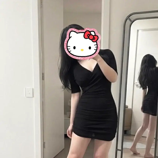 [BUNJANG] Black Dress Set (Used Panty Included) / 블랙원피스 세트 (중고팬티포함) 착샷O