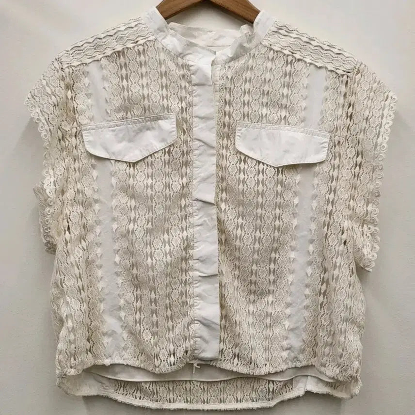 [BUNJANG] MIND LACE LAYERED BLOUSE / 한섬 마인 레이스레이더스블라우스