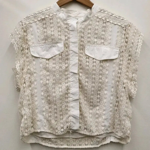 [BUNJANG] MIND LACE LAYERED BLOUSE / 한섬 마인 레이스레이더스블라우스