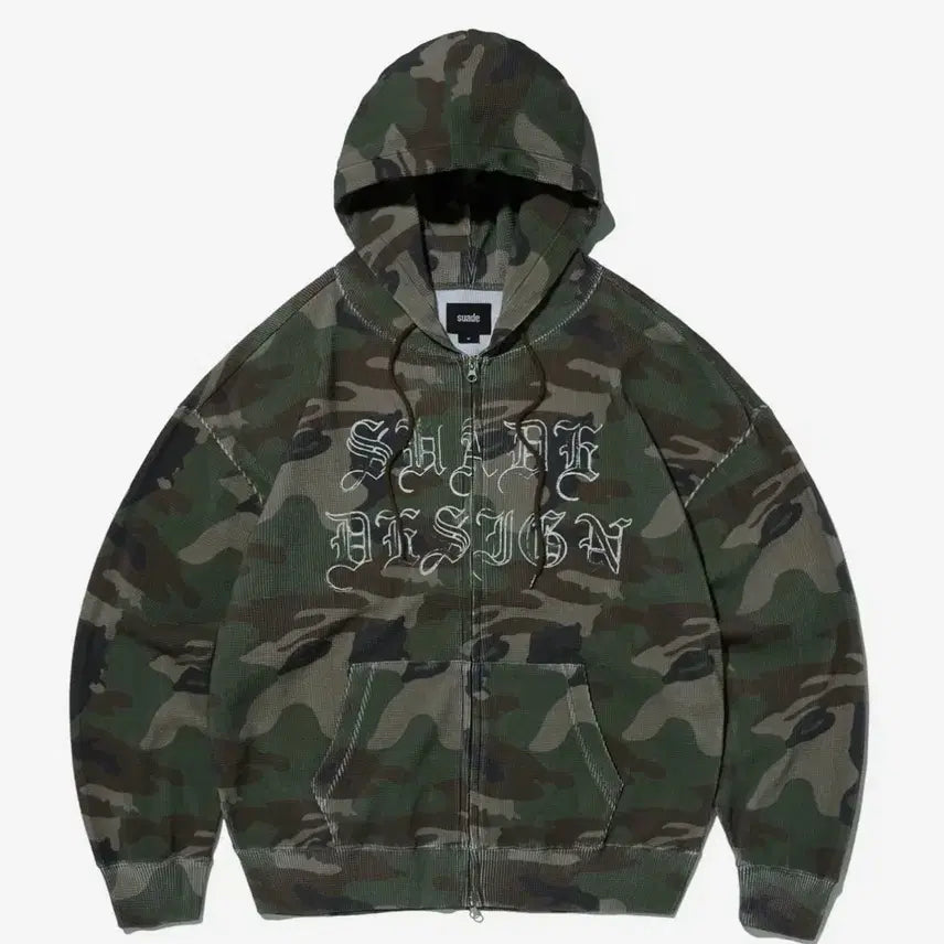 [BUNJANG] Suede Thermal Camo Hood Zip Up (Camo, M Size) / 스웨이드 THERMAL CAMO HOOD ZIP UP [CAMO] M사이즈