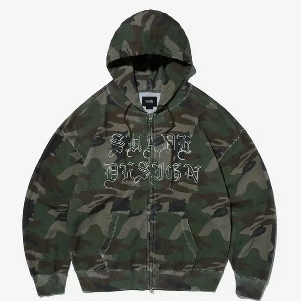 [BUNJANG] Suede Thermal Camo Hood Zip Up (Camo, M Size) / 스웨이드 THERMAL CAMO HOOD ZIP UP [CAMO] M사이즈