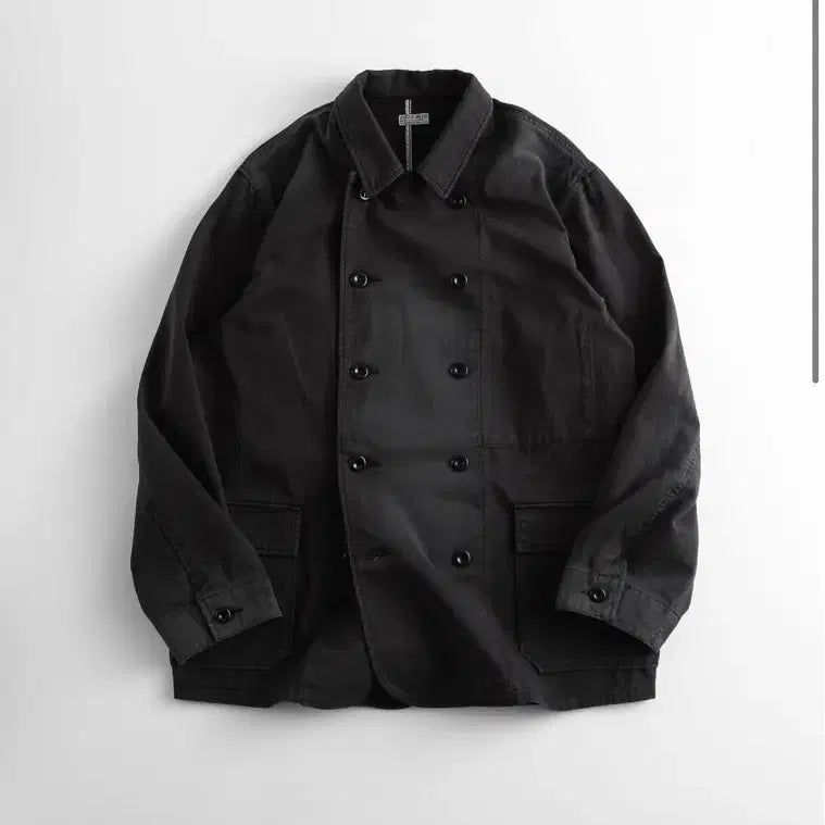 [BUNJANG] Behave Cotton Twill French DB Jacket Black / 비헤비어 코튼 트윌 프렌치 DB 자켓 블랙