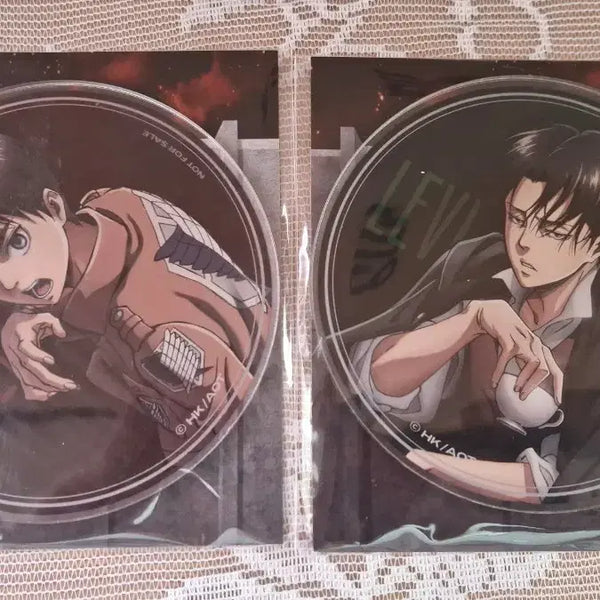 [BUNJANG] Attack on Titan Sprint Acrylic Cup Coaster Bundle Set Levi + Eren / 진격의 거인 스프린트 아크릴 컵 코스터 리바이+에렌 일괄