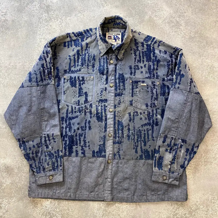 [BUNJANG] Phat Farm 90s Oversized Denim Shirt Jacket 3XL / [3XL] 90s Phat Farm 팻팜 오버사이즈 데님 셔츠자켓
