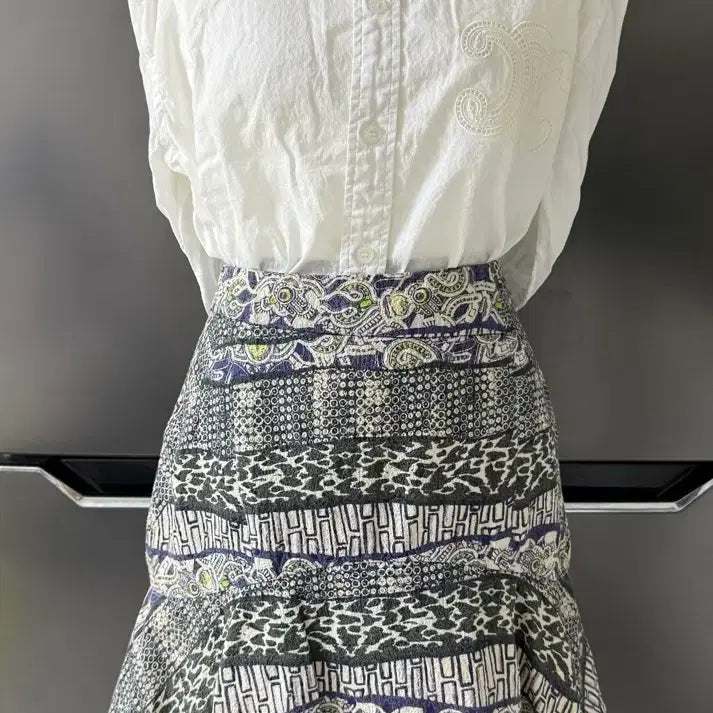 [BUNJANG] SJ.SJ Patterned Tiered Skirt / 한섬 SJ.SJ 패턴 캉캉 스커트