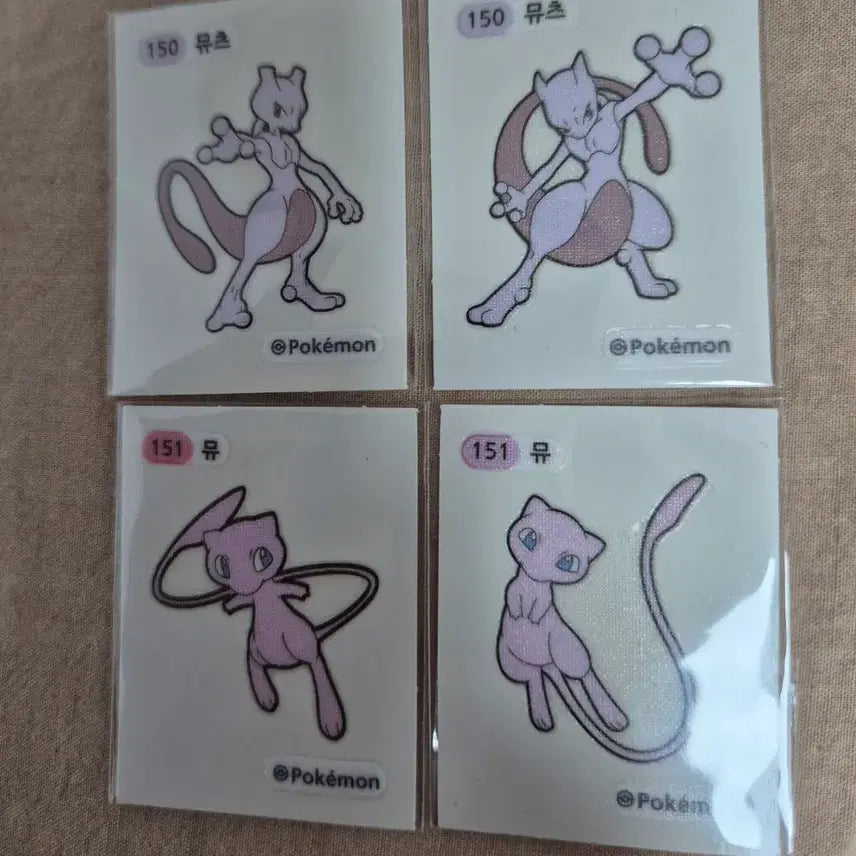 [BUNJANG] Pokemon Stickers Mewtwo & Mew Set / 포켓몬 띠부씰 뮤츠 뮤 4종 띠부실 일괄판매.