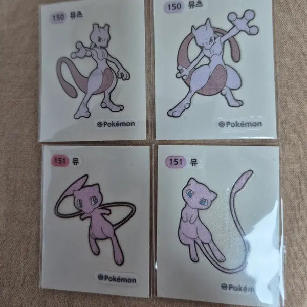 [BUNJANG] Pokemon Stickers Mewtwo & Mew Set / 포켓몬 띠부씰 뮤츠 뮤 4종 띠부실 일괄판매.