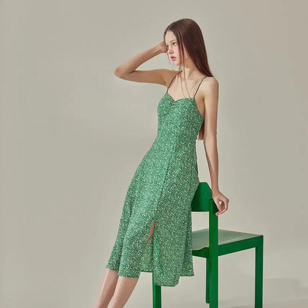[BUNJANG] Summer Floral Back-Strap Resort Maxi Dress / 여름 플로랄 백스트랩 휴양지 롱원피스