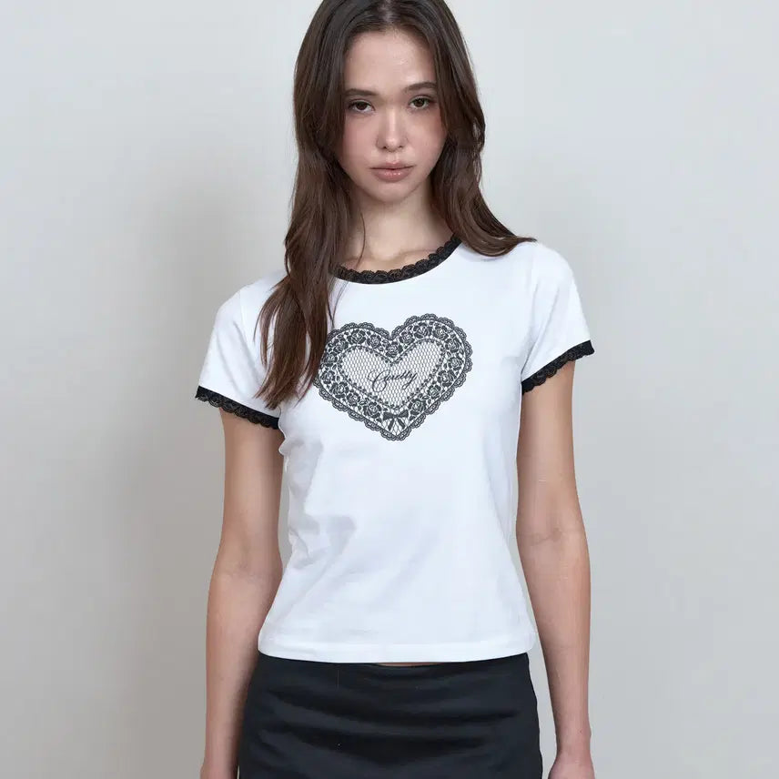 [BUNJANG] Curity Lace Short Sleeve T-Shirt White / 큐리티 레이스 반팔 화이트