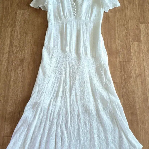 [BUNJANG] Sisley Asymmetric Long Dress White Size 55 / 시슬리 화이트 롱원피스 55