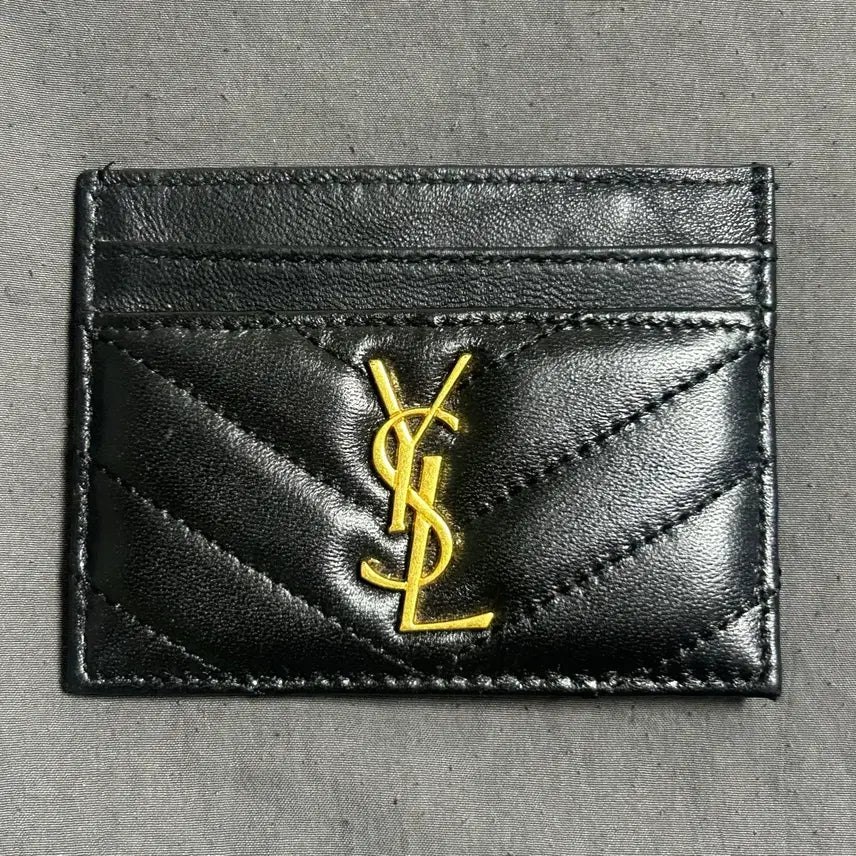 [BUNJANG] Yves Saint Laurent Gold Emblem Card Holder / 입생로랑 금장 카드지갑