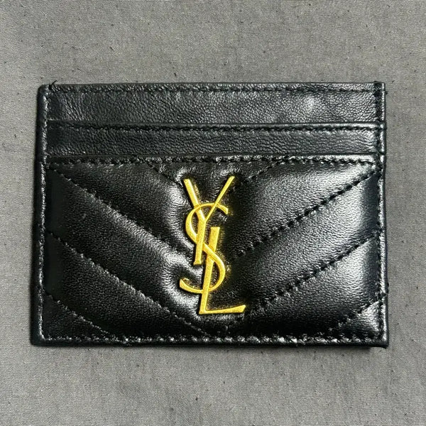 [BUNJANG] Yves Saint Laurent Gold Emblem Card Holder / 입생로랑 금장 카드지갑