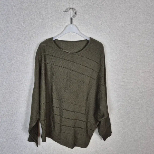 [BUNJANG] Wool Rayon Blend Asymmetrical Knit Top / (#66,77추천)울레이온혼방 올리브 카키 언발라스 니트티