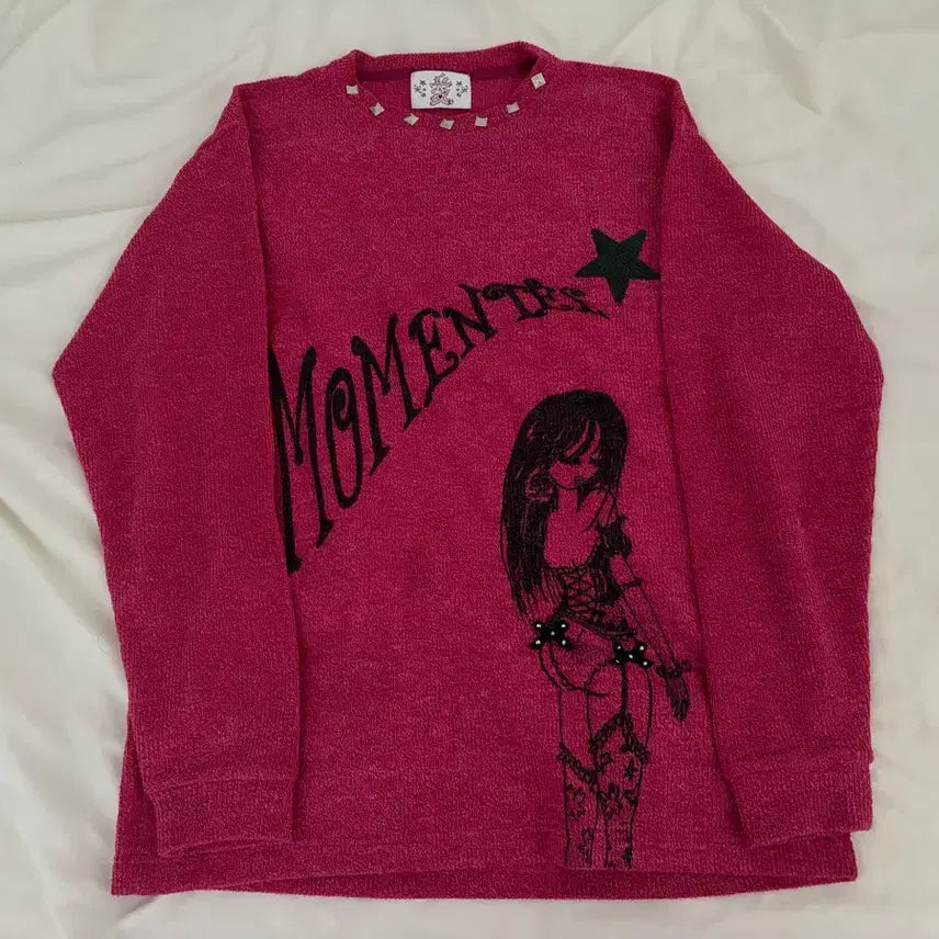 [BUNJANG] Momentel Studded Knit / 모멘텔 핑크 니트 momentel studded knit