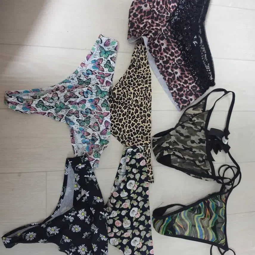 [BUNJANG] Women's Patterned Thong Panties - Set of 7 / 티팬티