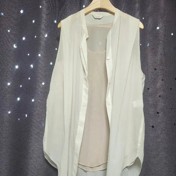 [BUNJANG] Hansome Time Sleeveless See-through Blouse Set / 미사용 // 한섬타임 민소매 시스루  블라우스 세트-55