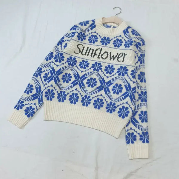 [BUNJANG] Sunflower Fairing Pattern Knit / 선플라워 페어링 패턴 니트