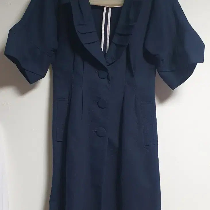 [BUNJANG] Navy Seven-Tenth Sleeve Long Jacket / 칠부 롱 자켓