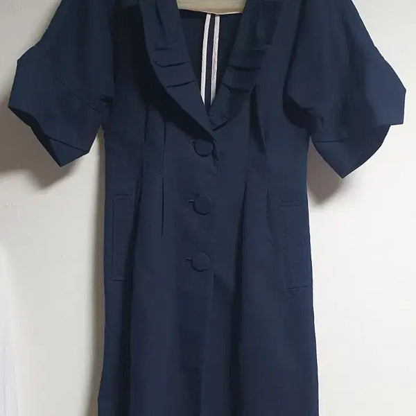 [BUNJANG] Navy Seven-Tenth Sleeve Long Jacket / 칠부 롱 자켓