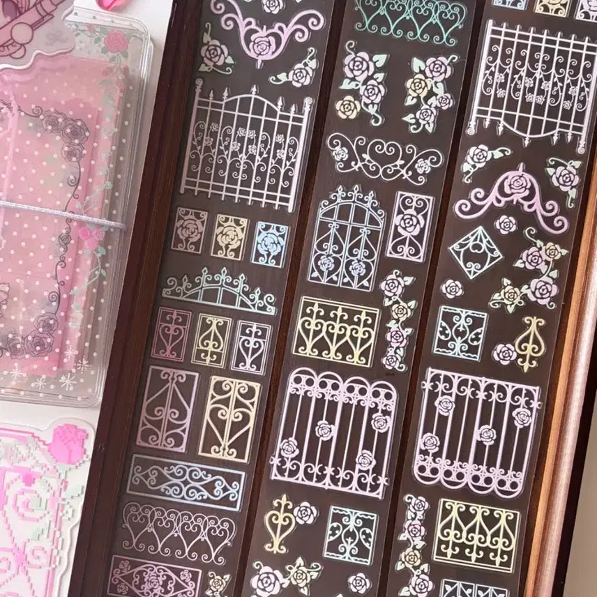 [BUNJANG] Vintage Pastel Gate Kiss Cut Pattern Tape / 빈티지 파스텔 게이트 키스컷 소분