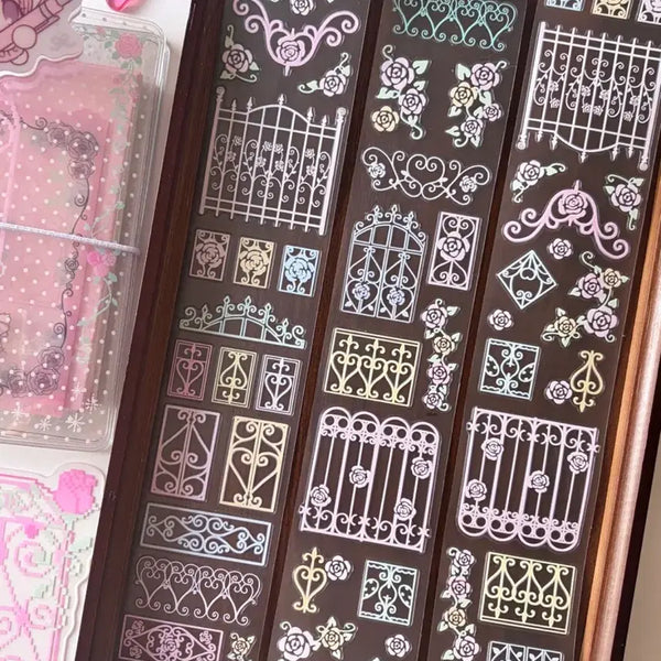 [BUNJANG] Vintage Pastel Gate Kiss Cut Pattern Tape / 빈티지 파스텔 게이트 키스컷 소분