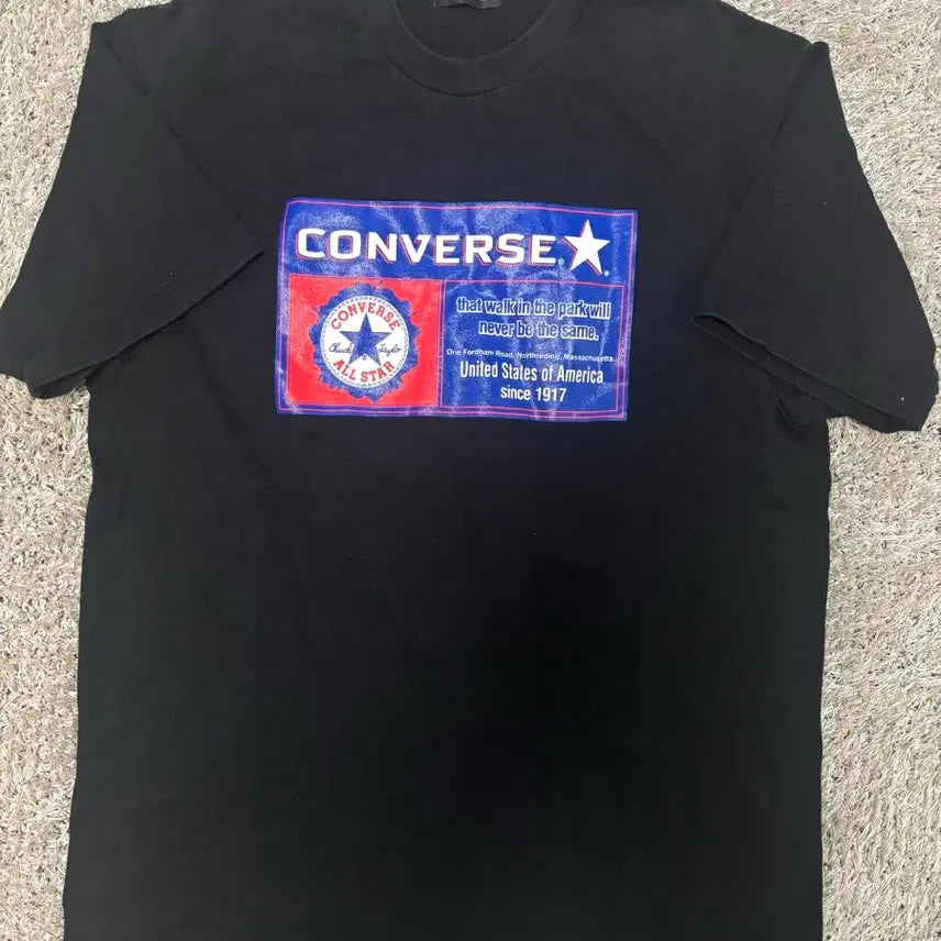 [BUNJANG] Converse Logo Print T-Shirt Black / 일제 CONVERSE 티셔츠 사이즈 100-105