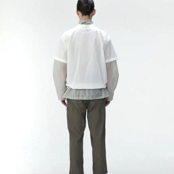 [BUNJANG] Amomento Sheer Drawstring Top White L / 아모멘토 시어 드로우스트링 탑 화이트 L