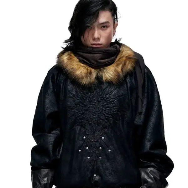 [BUNJANG] Personsoul Leather Hoodie M / personsoul 가죽 후드티 M